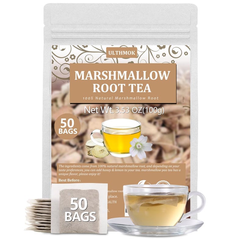ULTHMOK 50 Premium Marshmallow Root Tea Bag,100% Natural Pure Althaea Officinalis,No Additives & Caffeine Free, Caffeine-free - Respiratory Support & Promote Digestion. - Image 1